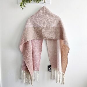NWT Oversized Blush Pink Soft Fringe Scarf Wrap Shawl 88x20 Cozy Luxe